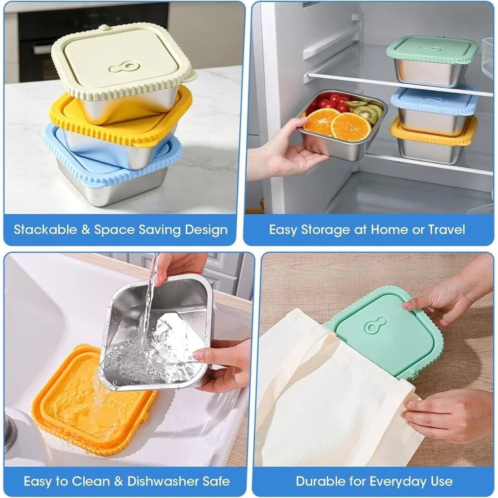 2 Pack 32oz Stainless Steel Food Storage Containers Leakproof Airtight BPA Free